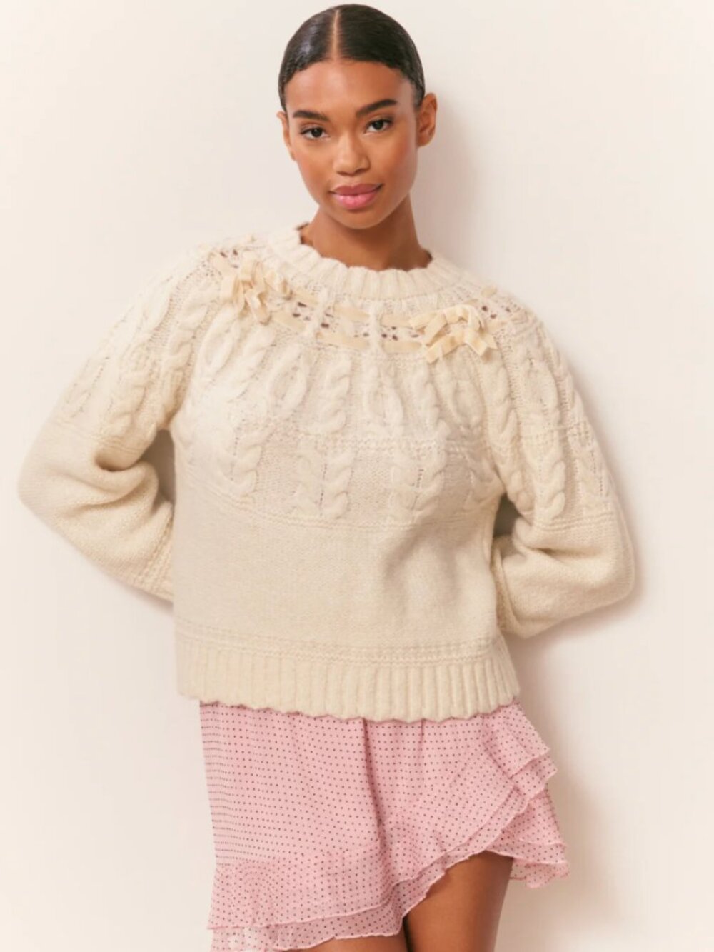 LoveShackFancy Sloanna Knit Cotton Ribbon Pullover $495